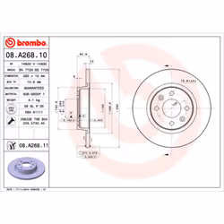 Disque de frein BREMBO 08A26811 avant, plein, 1 pièce