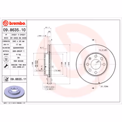 Disque de frein BREMBO 9863511 avant, ventilé, 1 pièce