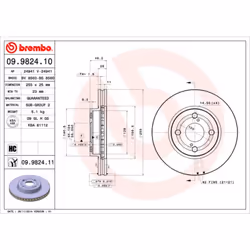 Disque de frein BREMBO 9982411 avant, ventilé, 1 pièce
