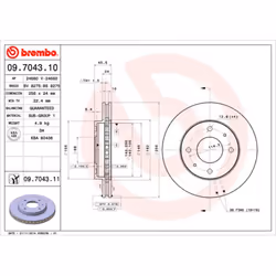 Disque de frein BREMBO 9704311 avant, ventilé, 1 pièce