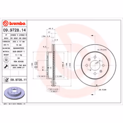 Disque de frein BREMBO 9972811 avant, ventilé, 1 pièce