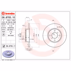 Disque de frein BREMBO 8870511 avant, plein, 1 pièce