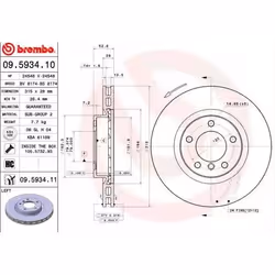 Disque de frein; BREMBO; COATED DISC LINE; 315 28 5 ventilé de l'intérieur revêtu; pour BMW, WIESMANN; 34112227171, 341122277 ...