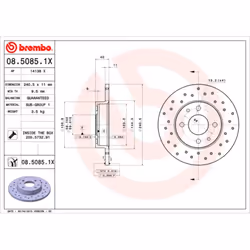 Disque de frein BREMBO XTRA LINE BREMBO 08.5085.1X, 1 pièce