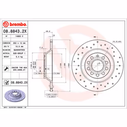 Disque de frein BREMBO XTRA LINE BREMBO 08.8843.2X, 1 pièce