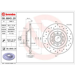 Disque de frein BREMBO XTRA LINE BREMBO 08.8843.2X, 1 pièce