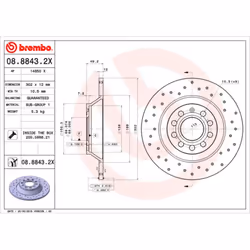 Disque de frein BREMBO XTRA LINE BREMBO 08.8843.2X, 1 pièce