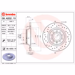 Disque de frein BREMBO 08A2021X arrière, perforé, perforé, plein, 1 pièce