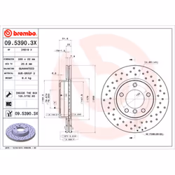 Disque de frein BREMBO XTRA LINE BREMBO 09.5390.3X, 1 pièce