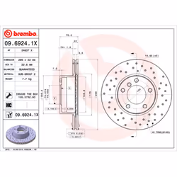 Disque de frein BREMBO XTRA LINE BREMBO 09.6924.1X, 1 pièce