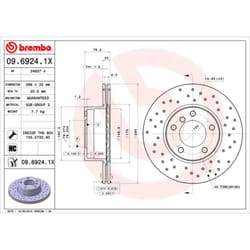 Disque de frein BREMBO XTRA LINE BREMBO 09.6924.1X, 1 pièce