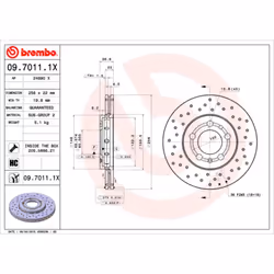 Disque de frein BREMBO 0970111X avant, perforé, ventilé, perforé, 1 pièce