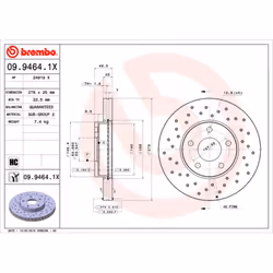 Disque de frein BREMBO XTRA LINE BREMBO 09.9464.1X, 1 pièce