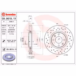 Disque de frein BREMBO XTRA LINE BREMBO 09.9619.1X, 1 pièce