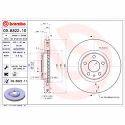 Disque de frein BREMBO 09B82211 avant, ventilé, à haute teneur en carbone, 1 pièce
