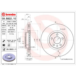 Disque de frein BREMBO 09B82211 avant, ventilé, à haute teneur en carbone, 1 pièce