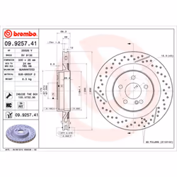 Disque de frein BREMBO 9925741 arrière, ventilé, rainuré, à haute teneur en carbone, 1 pièce