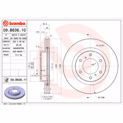 Disque de frein BREMBO 09B63611 avant, ventilé, 1 pièce