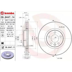 BREMBO Disque de frein VOLKSWAGEN: Multivan 5 (7HM, Transporter 5, Transporter 5 Bus COATED DISC LINE 09.9447.11 7H0615301E,7H0615301F