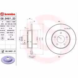 Disque de frein; BREMBO; COATED DISC LINE; 278 10 5 plein revêtu; pour NISSAN; 432064U101, 432064U102, 432064U103