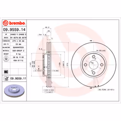 Disque de frein BREMBO 9955911 avant, ventilé, 1 pièce