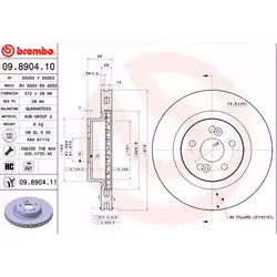 Disque de frein; BREMBO; COATED DISC LINE; 312 28 5 ventilé de l'intérieur revêtu à haute teneur en carbone; pour RENAULT; 77 ...