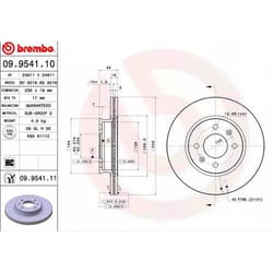 BREMBO Disque de frein HYUNDAI: Getz COATED DISC LINE 19mm 4 ventilé de l'intérieur revêtu 09.9541.11 517121C050 Disques de frein, Disque