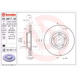 Disque de frein BREMBO 9981721 avant, ventilé, à haute teneur en carbone, 1 pièce