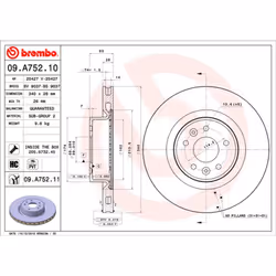 Disque de frein BREMBO 09A75211 avant, ventilé, à haute teneur en carbone, 1 pièce