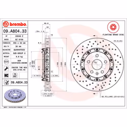 Disque de frein BREMBO 09A80433 avant, ventilé, à haute teneur en carbone, 1 pièce