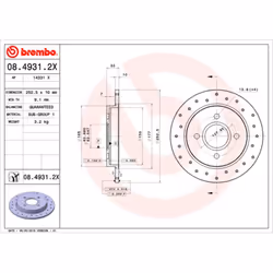 Disque de frein BREMBO XTRA LINE BREMBO 08.4931.2X, 1 pièce