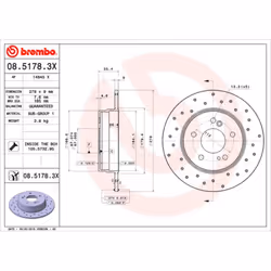 Disque de frein BREMBO XTRA LINE BREMBO 08.5178.3X, 1 pièce