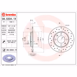 Disque de frein BREMBO XTRA LINE BREMBO 08.5334.1X, 1 pièce