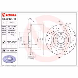 Disque de frein BREMBO XTRA LINE BREMBO 08.8682.1X, 1 pièce