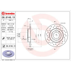 Disque de frein BREMBO XTRA LINE BREMBO 08.9148.1X, 1 pièce