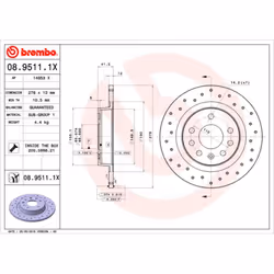 Disque de frein BREMBO XTRA LINE BREMBO 08.9511.1X, 1 pièce