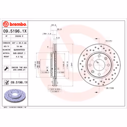 Disque de frein BREMBO XTRA LINE BREMBO 09.5196.1X, 1 pièce