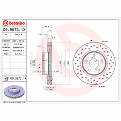 Disque de frein BREMBO XTRA LINE BREMBO 09.5673.1X, 1 pièce