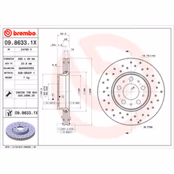 Disque de frein BREMBO XTRA LINE BREMBO 09.8633.1X, 1 pièce