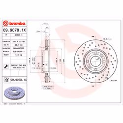 Disque de frein BREMBO XTRA LINE BREMBO 09.9078.1X, 1 pièce