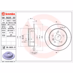 Disque de frein BREMBO 8562521 arrière, plein, 1 pièce