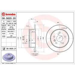Disque de frein BREMBO 8562521 arrière, plein, 1 pièce
