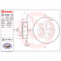 Disque de frein BREMBO 08A40311 arrière, plein, 1 pièce