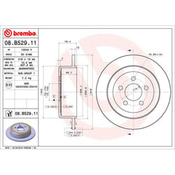 Disque de frein BREMBO 08B52911 arrière, plein, 1 pièce