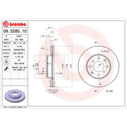 Disque de frein BREMBO 9528511 avant, ventilé, 1 pièce