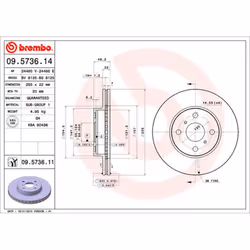 Disque de frein BREMBO 9573611 avant, ventilé, 1 pièce - Vue supplémentaire 3