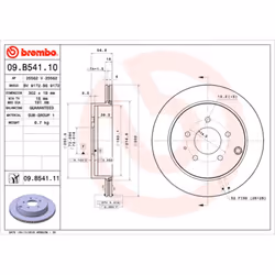 Disque de frein BREMBO 09B54111 arrière, ventilé, 1 pièce