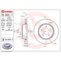 Disque de frein BREMBO 09C00411 avant, ventilé, 1 pièce