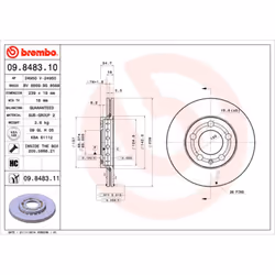 Disque de frein BREMBO 9848311 avant, ventilé, 1 pièce