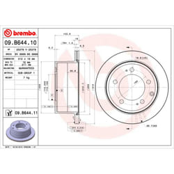 Disque de frein BREMBO 09B64411 arrière, ventilé, 1 pièce